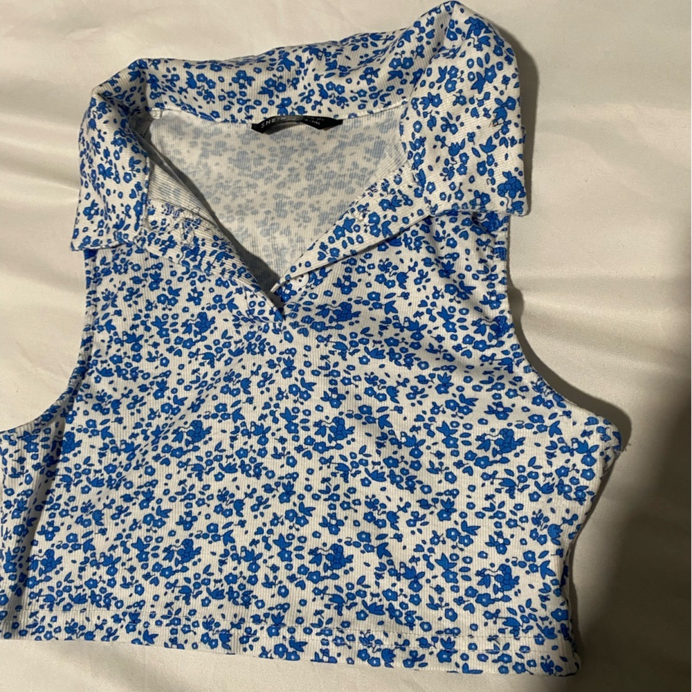 SHEIN Blue Floral Tank Top